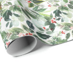 Festive Christmas Watercolor Foliage Holly Berry Wrapping Paper<br><div class="desc">Christmas Watercolor Foliage Holly Berry Holiday Wrapping Paper.</div>