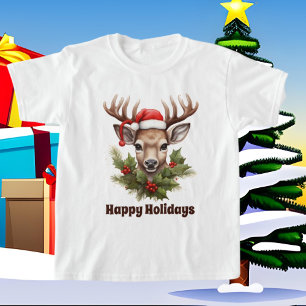festive Christmas watercolor reindeer T-Shirt