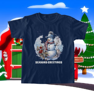 Festive Christmas watercolor snowman add text T-Shirt