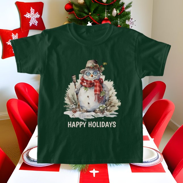 Festive Christmas watercolor snowman add text  T-Shirt (Creator Uploaded)