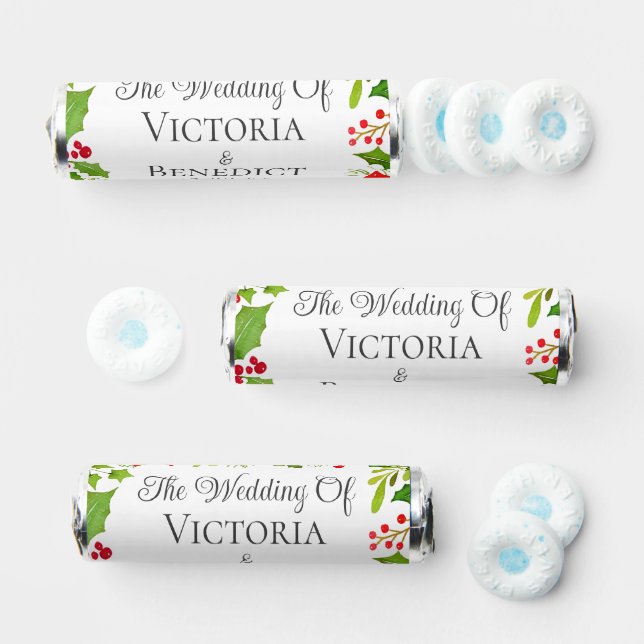 Festive Christmas Wedding Floral Personalized Breath Savers® Mints (Assorted)