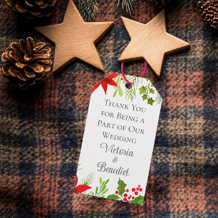 Festive Christmas Wedding Floral Personalized Gift Tags