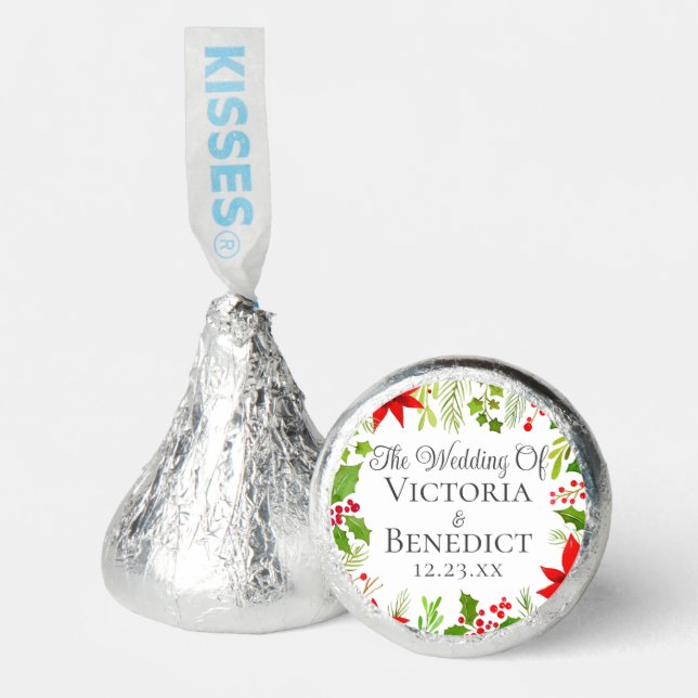 Festive Christmas Wedding Floral Personalized Hershey®'s Kisses® (Front)