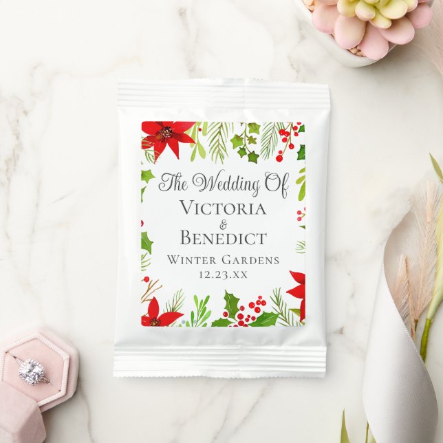 Festive Christmas Wedding Floral Personalized Hot Chocolate Drink Mix (Wedding)