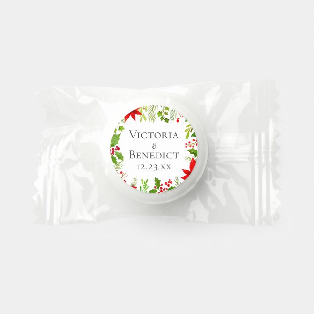 Festive Christmas Wedding Floral Personalized Life Saver® Mints (Front)
