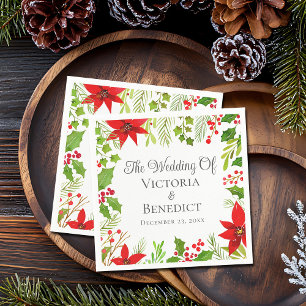 Festive Christmas Wedding Floral Personalized Napkins
