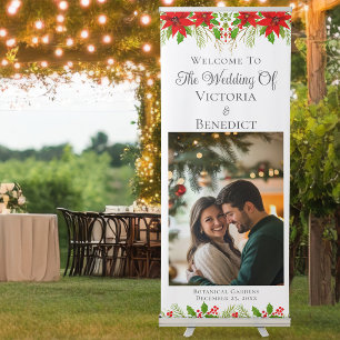 Festive Christmas Wedding Photo Custom Vertical Retractable Banner