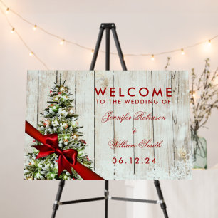 Festive Christmas Welcome Wedding Tree & Ribbon Foam Board