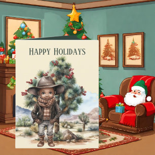Festive Christmas Western Cowboy add text Holiday Card