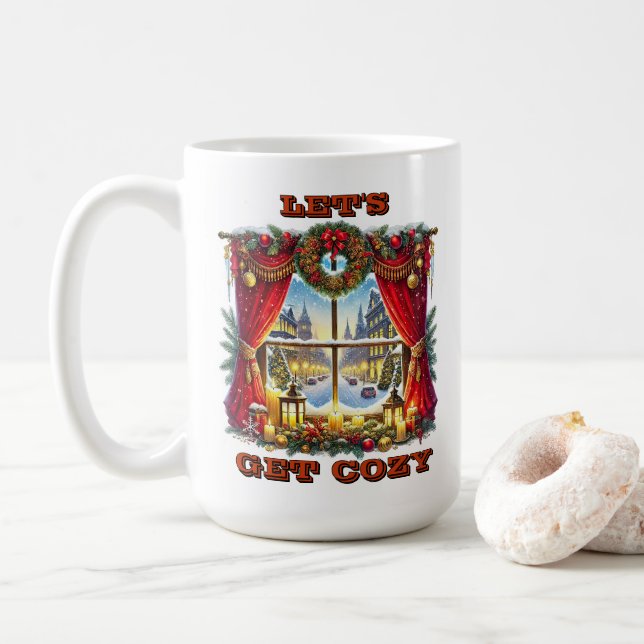 Festive Christmas Window Display Coffee Mug (With Donut)