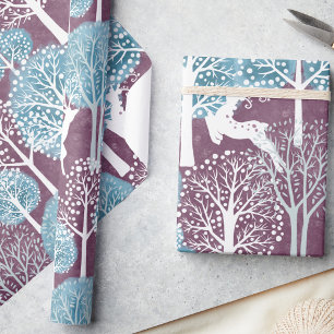 Festive Christmas Winter Woodland Reindeer Wrapping Paper