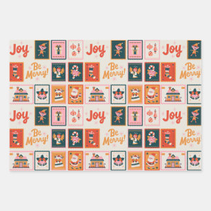 Festive Christmas Wishes, Ornaments, Santa  Wrapping Paper Sheets