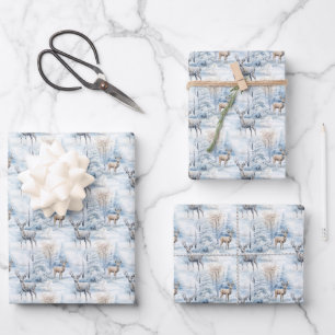 Festive Christmas wolf tiled pattern Wrapping Paper Sheets