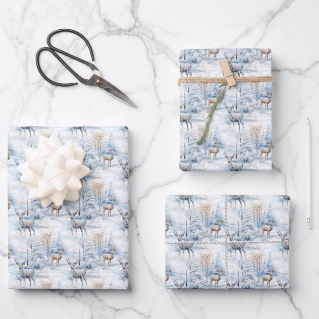 Festive Christmas wolf tiled pattern  Wrapping Paper Sheets (Front)