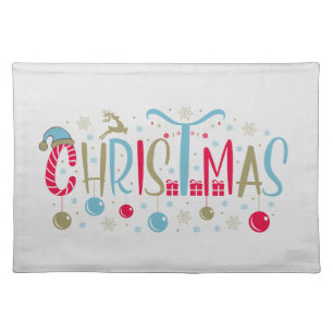 Festive Christmas Word Art Cloth Placemat