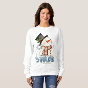 Festive Christmas word art snowman sweatshirt
