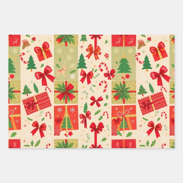 Festive Christmas Wrapping Paper Sheets (Front)