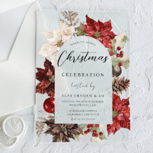Festive Christmas Wreath Corporate Xmas Party  Acrylic Invitations