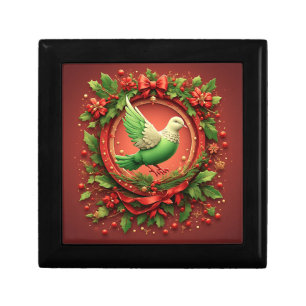 🎄 Festive Christmas Wreath Green Dove Elegant 🕊️ Gift Box