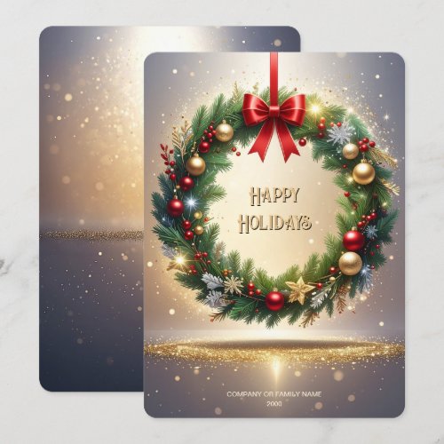 Festive Christmas Wreath Holiday Card