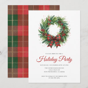 Festive Christmas Wreath Holiday Party Invitation