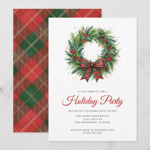 Festive Christmas Wreath Holiday Party Invitation