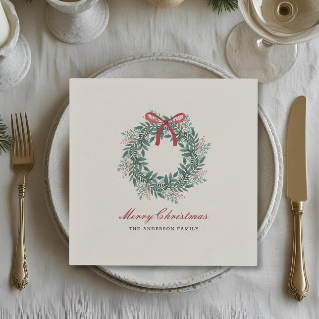 Festive Christmas Wreath Holiday Party Napkins (Creator Uploaded)