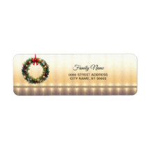 Festive Christmas Wreath Holiday Return Address