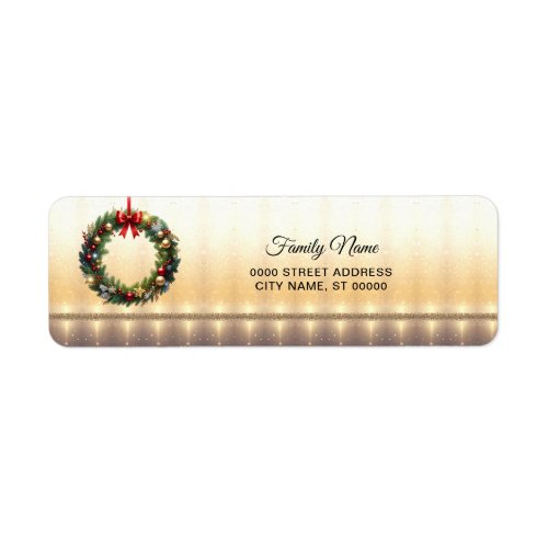 Festive Christmas Wreath Holiday Return Address Label