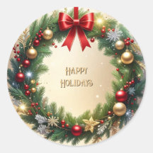 Festive Christmas Wreath Holiday Sticker