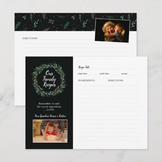 Festive Christmas Wreath Leaves Berries Postcard (Front/Back)