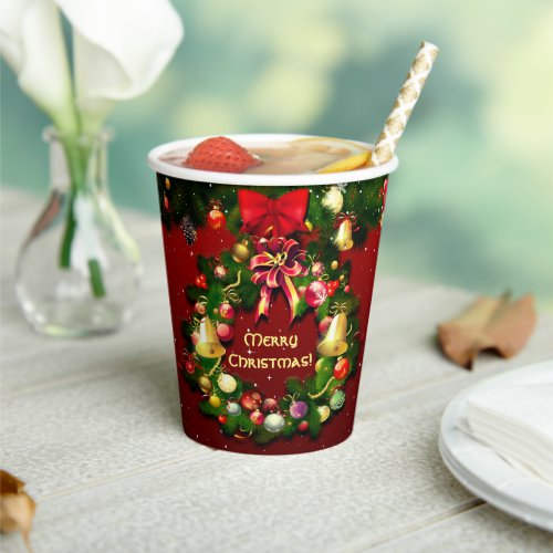 Festive Christmas Wreath Paper Cups