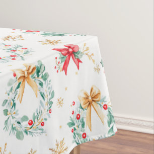 Festive Christmas Wreaths Tablecloth