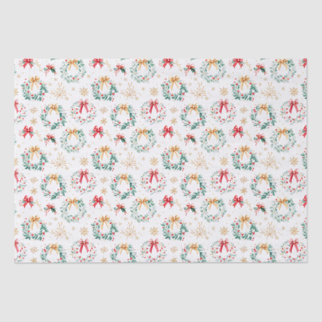 Festive Christmas Wreaths Tissue Paper (Front)