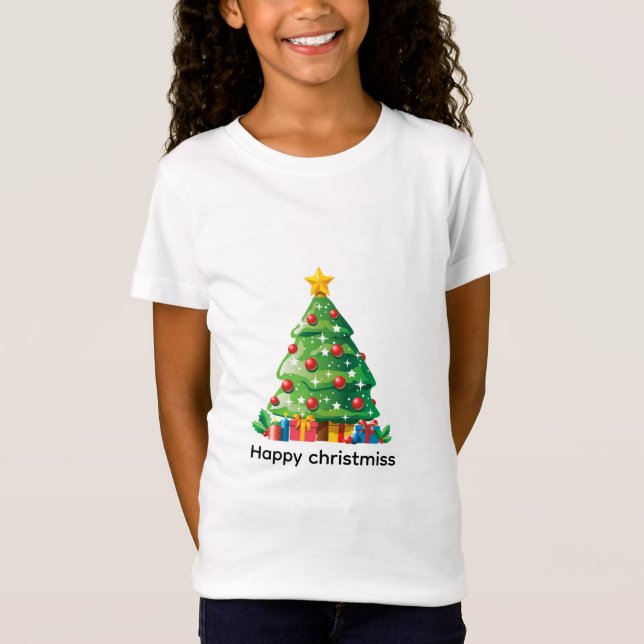 Festive christmiss tree graphic t shirt (Front)
