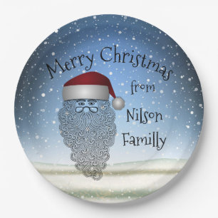 Festive Chritsmas Party Funny Cute Santa Claus Paper Plates