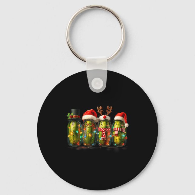 Festive Ckle Jar Meme Christmas Lights Santa Hat X Keychain (Front)