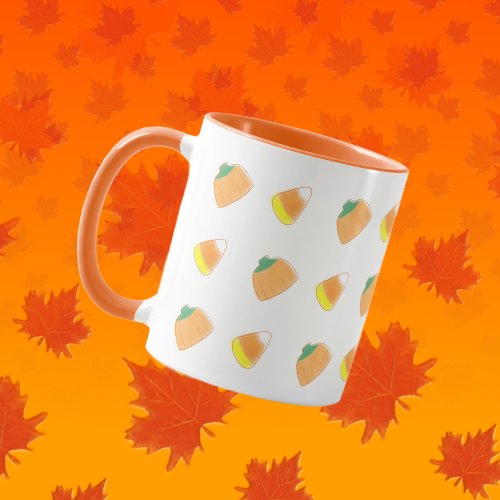 Festive Classic Candy Corn And Pumpkin Orange Mug