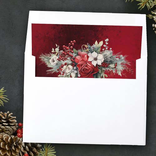 Festive Classic Christmas Floral  Envelope Liner