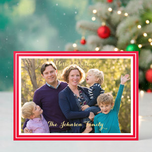 Festive Classic Elegant Custom Merry Christmas Letterpress Photo Cards