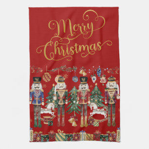 Festive Classic Nutcracker Soldiers Christmas Kitchen Towel