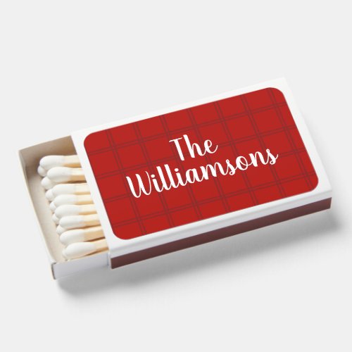 Festive Classic Red Check Family Script Name  Matchboxes