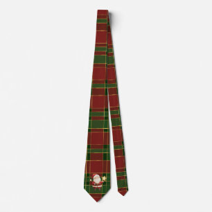 Festive Classic Red Green Gold Tartan Santa Claus Neck Tie