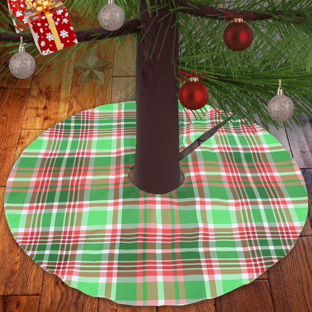 Festive Classic Red Green White Christmas Plaid Brushed Polyester Tree Skirt (Creator Uploaded)