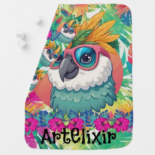Festive Cockatoo Print Baby Blanket