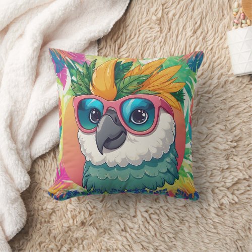 Festive Cockatoo Print Throw Pillow