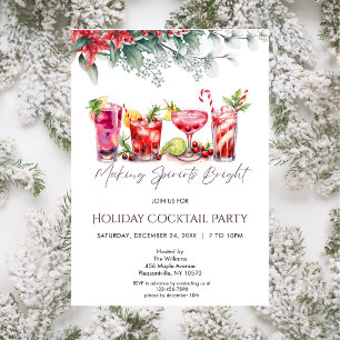 Festive Cocktail Party Making Spirits Bright Invitation
