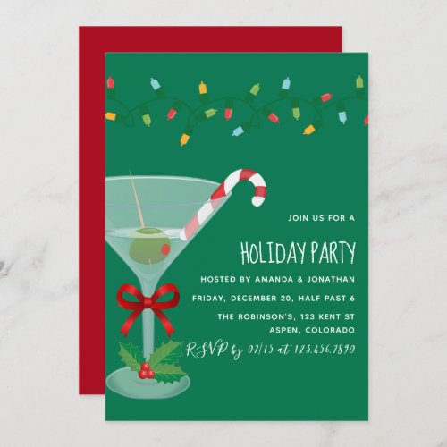 Festive cocktail themed Christmas Party Invitation