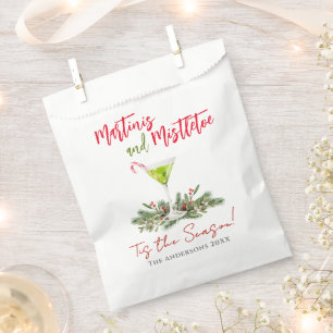 Festive Cocktails Martinis and Mistletoe Party Favor Bag