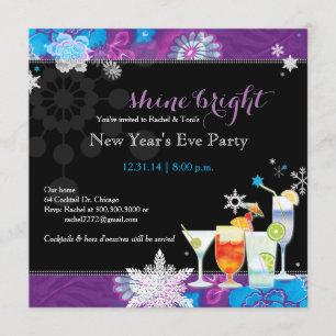 Festive Cocktails New Year's Eve Party Invitation